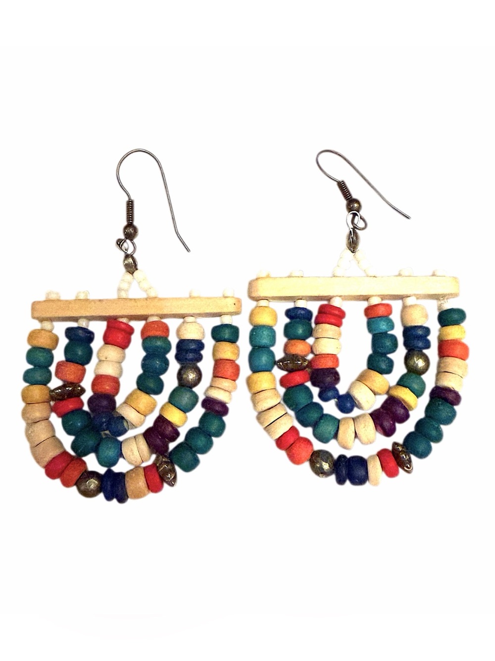 Vintage Colorful Boho Beaded Statement Earrings